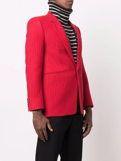 Saint Laurent Pinstripe-pattern Single-breasted Blazer In Rot