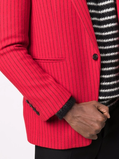 Shop Saint Laurent Pinstripe-pattern Single-breasted Blazer In Rot