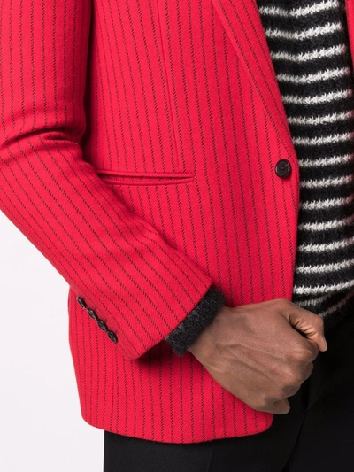 Saint Laurent Pinstripe-pattern Single-breasted Blazer In Rot