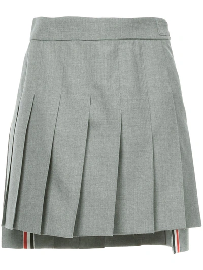 Shop Thom Browne Dropped Back Mini Pleated Skirt In Grey