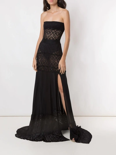 Shop Amir Slama Lace Panels Maxi Skirt In Black