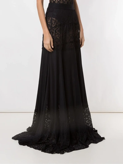 Shop Amir Slama Lace Panels Maxi Skirt In Black