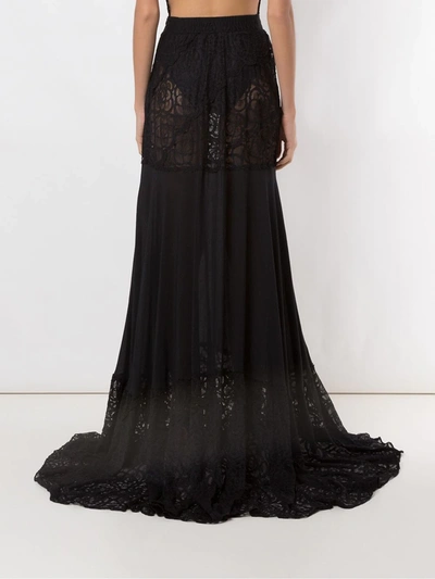 Shop Amir Slama Lace Panels Maxi Skirt In Black