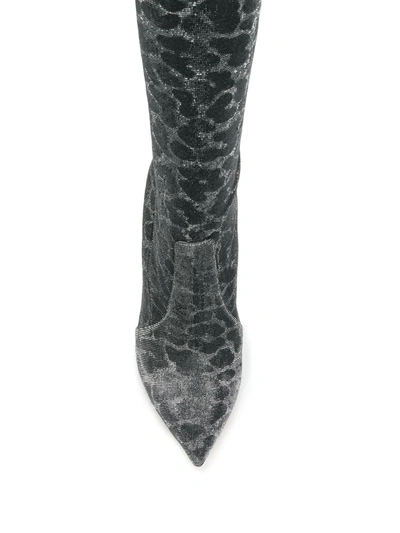 Shop Casadei Animal Print Thigh-high Boots In Metallic