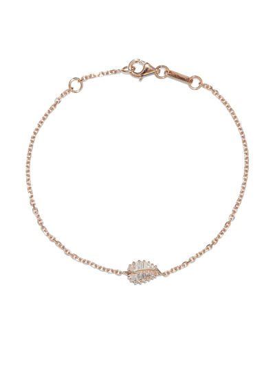 Shop Anita Ko Palm Leaf Diamond Bracelet In Pink