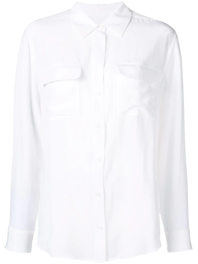 Equipment Signature Slim-fit Silk Shirt In White