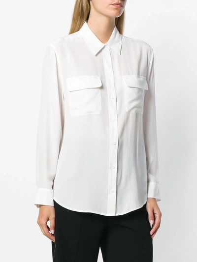 Equipment Signature Slim-fit Silk Shirt In White