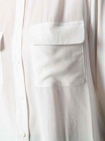 Equipment Signature Slim-fit Silk Shirt In White