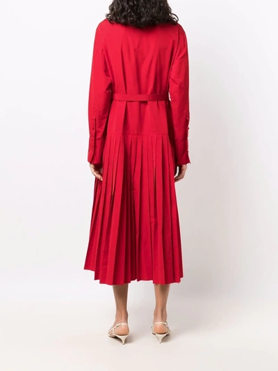 Shop Valentino Vlogo Belted Shirt Dress In Rot