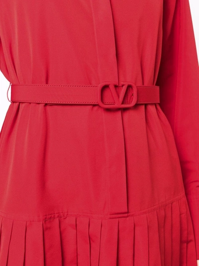 Shop Valentino Vlogo Belted Shirt Dress In Rot