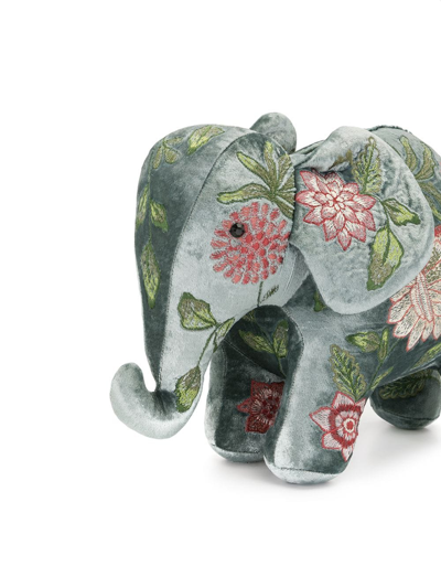 Shop Anke Drechsel Embroidered Elephant Soft Toy In Blue