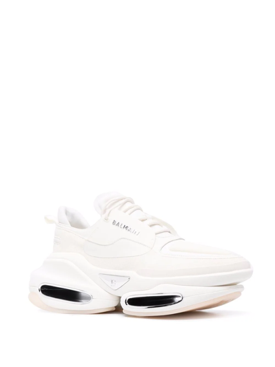 Shop Balmain B Bold Leather Sneakers In White