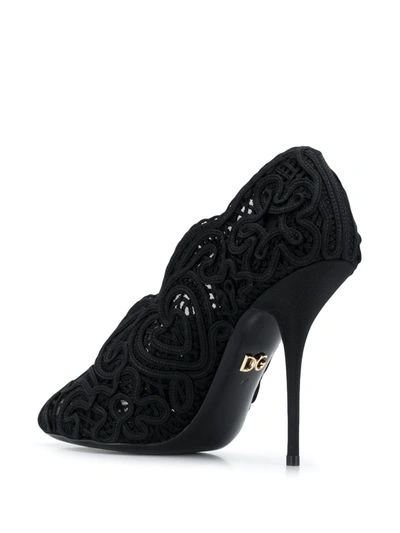 Shop Dolce & Gabbana Cordonetto Lace Peep-toe Pumps In Black