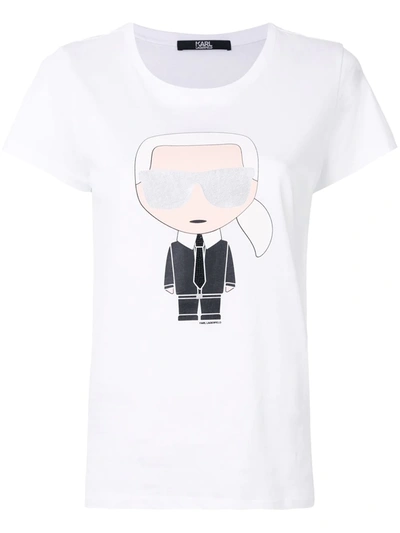 Shop Karl Lagerfeld Iconic Karl Print T-shirt In White