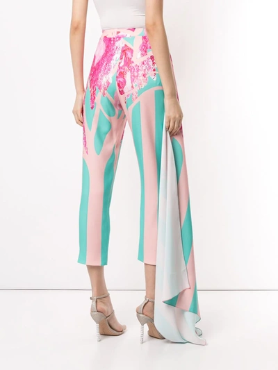 Shop Halpern Cropped Printed Trousers In Pink