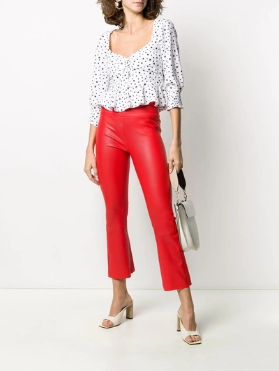 Shop Sprwmn High-waisted Cropped Trousers In Red
