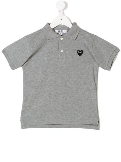 Shop Comme Des Garçons Heart Polo Shirt In Grey