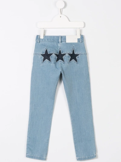 星星缝饰紧身牛仔裤