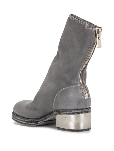 Shop Guidi Leather Ankle Booties In Grey