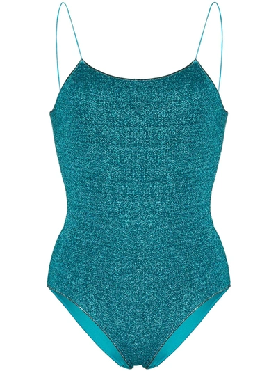 Shop Oseree Lumiere Open Back Swimsuit In Blau