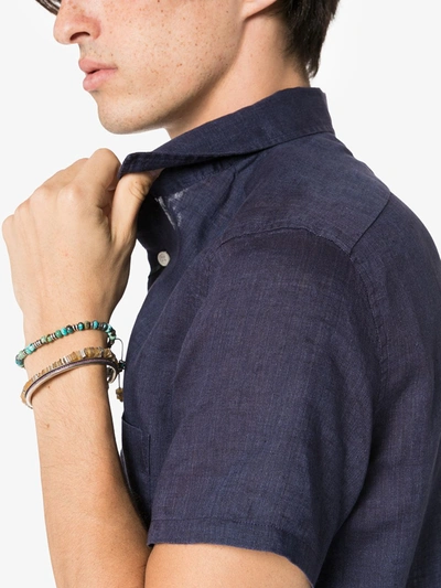 Shop Frescobol Carioca Button-down Short-sleeve Shirt In Blue