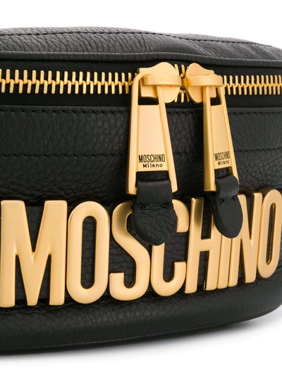 MOSCHINO LOGO LEATHER BELT BAG - 黑色