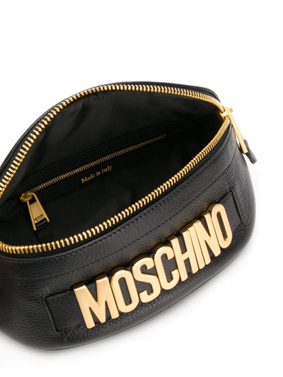 Shop Moschino Logo Leather Belt Bag In Black