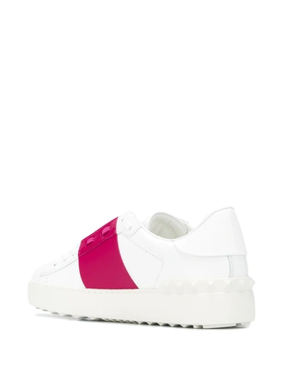 Shop Valentino Rockstud Open Sneakers In White