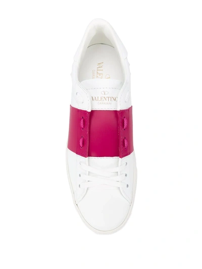 Shop Valentino Rockstud Open Sneakers In White