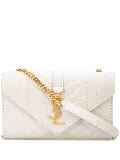 Shop Saint Laurent Small Envelope Bag In White