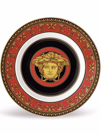 Versace Red Medusa Porcelain Dinner Plate In Schwarz