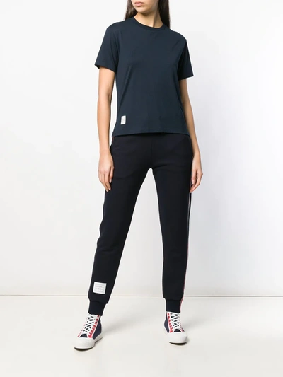 Shop Thom Browne Slide Slits Relaxed Navy Tee In Blue