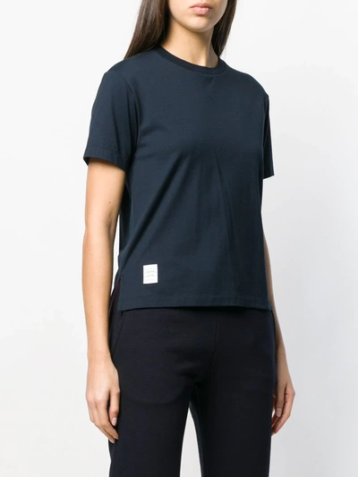 Shop Thom Browne Slide Slits Relaxed Navy Tee In Blue