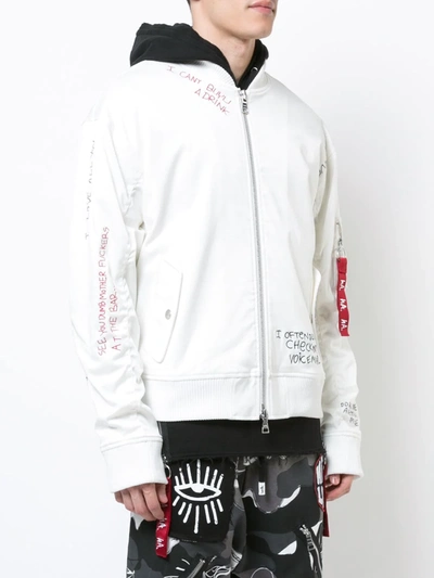 Haculla Skribble Bomber Jacket In White