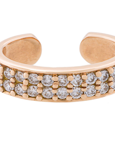 Anita Ko 18kt Rose Gold Double Row Diamond Ear Cuff In Metallic