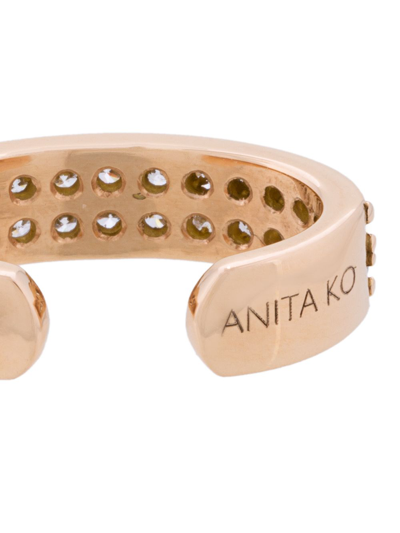 Shop Anita Ko 18kt Rose Gold Double Row Diamond Ear Cuff In Metallic