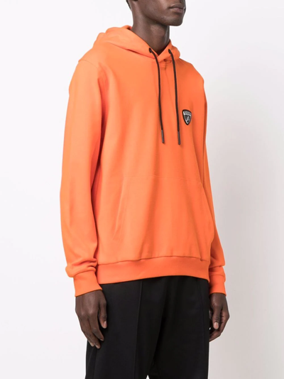 Automobili Lamborghini Cotton Blend Sweatshirt With Logo Patch In Orange