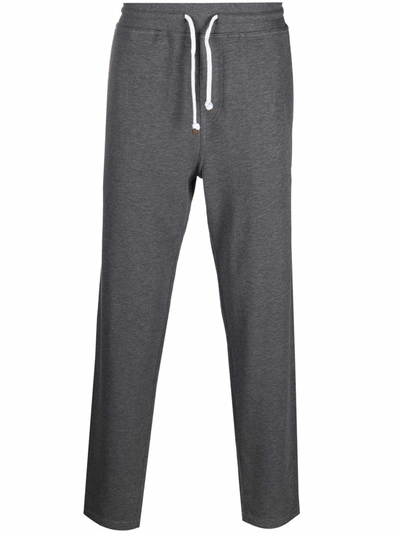 Shop Brunello Cucinelli Jersey Drawstring-waist Track Pants In Grey