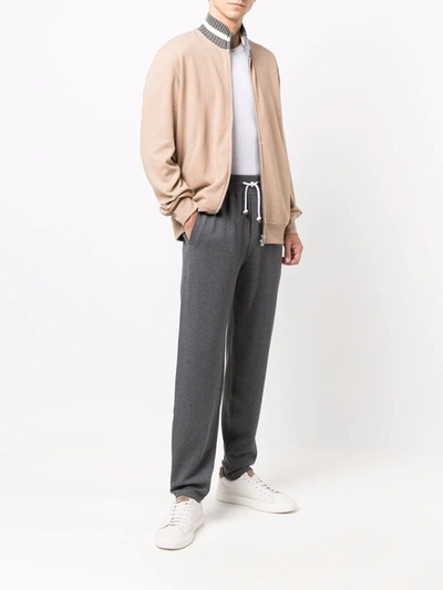 Shop Brunello Cucinelli Jersey Drawstring-waist Track Pants In Grey