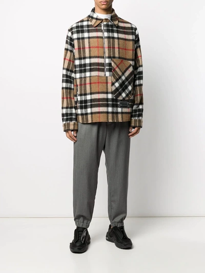 We11 Done We11done Tartan Wool Anorak Overshirt In Neutrals