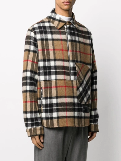 We11 Done We11done Tartan Wool Anorak Overshirt In Neutrals