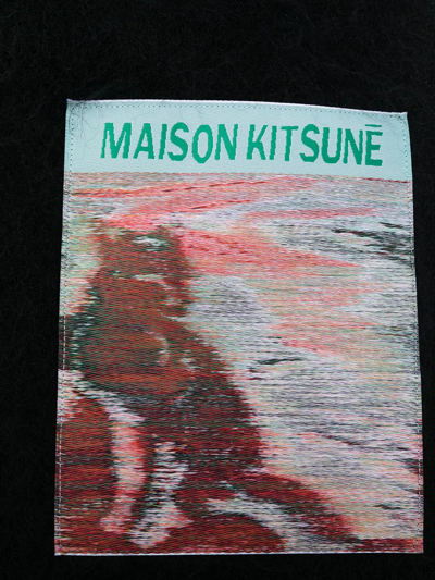 Shop Maison Kitsuné Logo-patch Scarf In Black