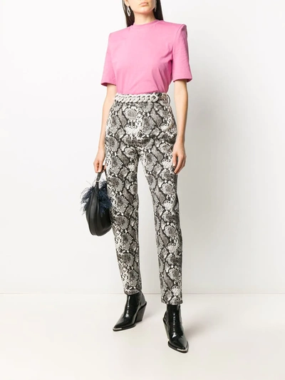 Shop Attico Dua Python-effect Print Trousers In Grey