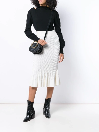 Shop Alexander Mcqueen Knit Trumpet Midi Skirt In White