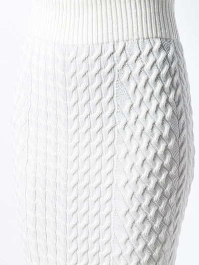 Shop Alexander Mcqueen Knit Trumpet Midi Skirt In White