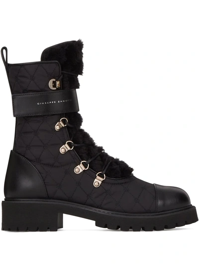 Shop Giuseppe Zanotti Quilted Combat Boots In Black