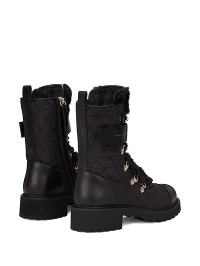 Shop Giuseppe Zanotti Quilted Combat Boots In Black