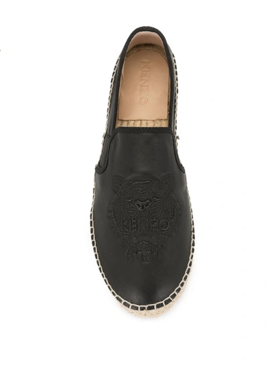 Shop Kenzo Tiger Logo-embossed Espadrilles In Black