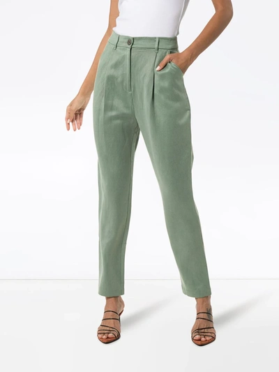Shop Mara Hoffman Dita Straight-leg Trousers In Green