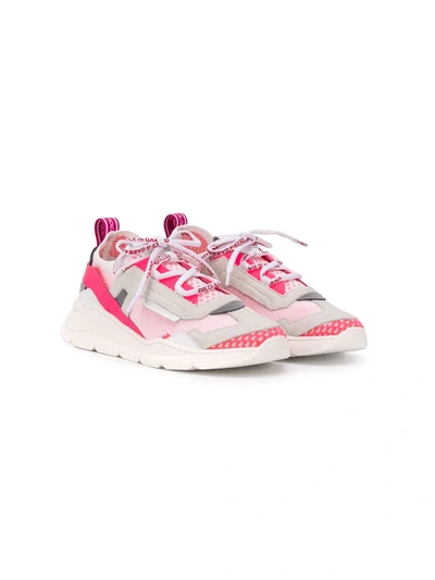 Shop Dolce & Gabbana Mesh-panel Lace-up Sneakers In Pink